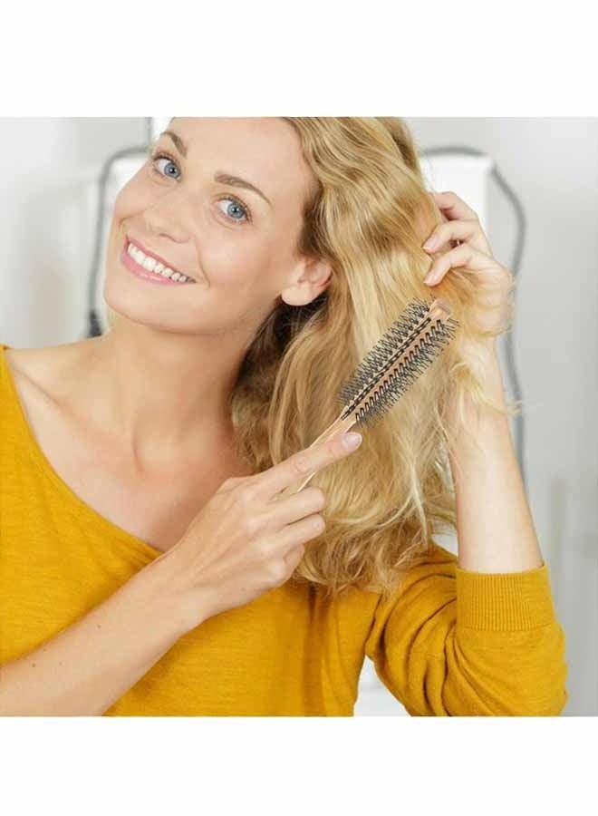 فرشاة تصفيف شعر صغيرة دائرية الشكل مكونة من قطعتين، مصنوعة من الخشب، مناسبة للشعر المجعد، فرشاة تصفيف صغيرة للاستخدام المنزلي، مقبض مريح للإمساك - Image 4